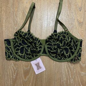 Savage X Fenty Olive and Black Lace Bra